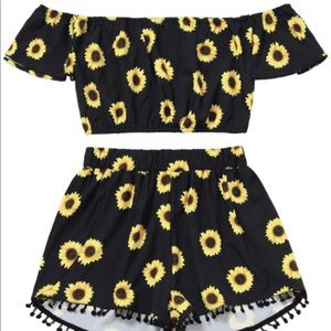 zaful size L sunflower summer two piece